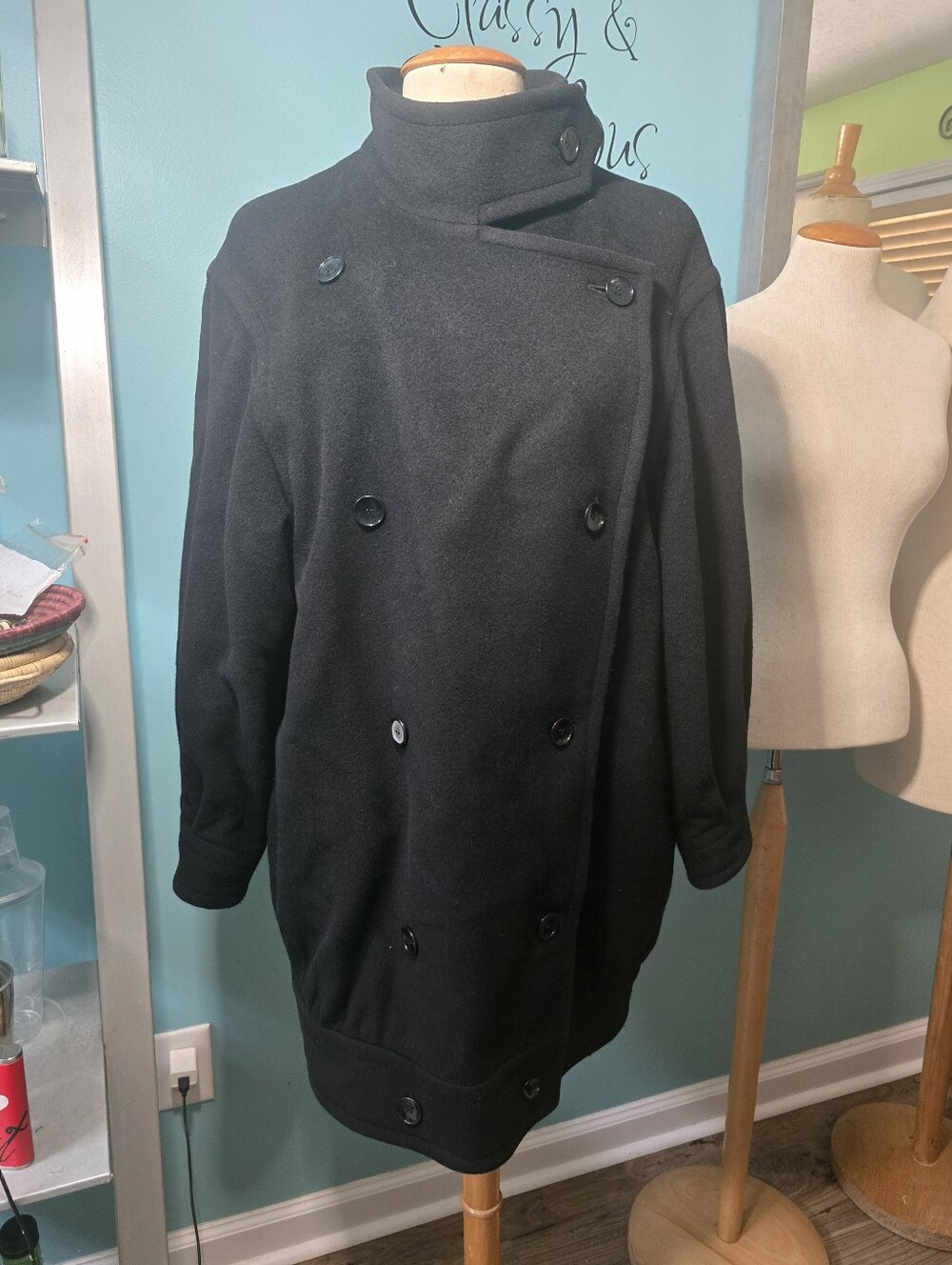 Classic Luxe Akris Linea B Wool Cashmere Double-Breasted Coat